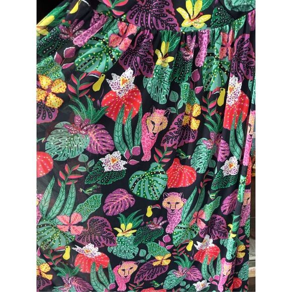 Betsey Johnson Paulina Tropical Print Animal Jungle Maxi Halter Dress Size Small - Picture 7 of 9